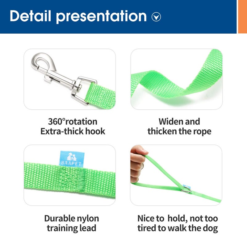 BAAPET 15/20/30/50/100 ft Long Dog Training Leash with Clickers for Small, Medium and Large Dogs or Cats (30 Feet, Springgreen) - Image 3